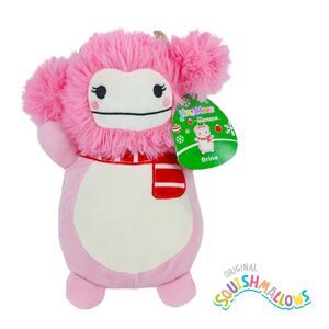 NEW Squishmallows HUGMEES Fluffy Pink Brina the Bigfoot Christmas Squad …